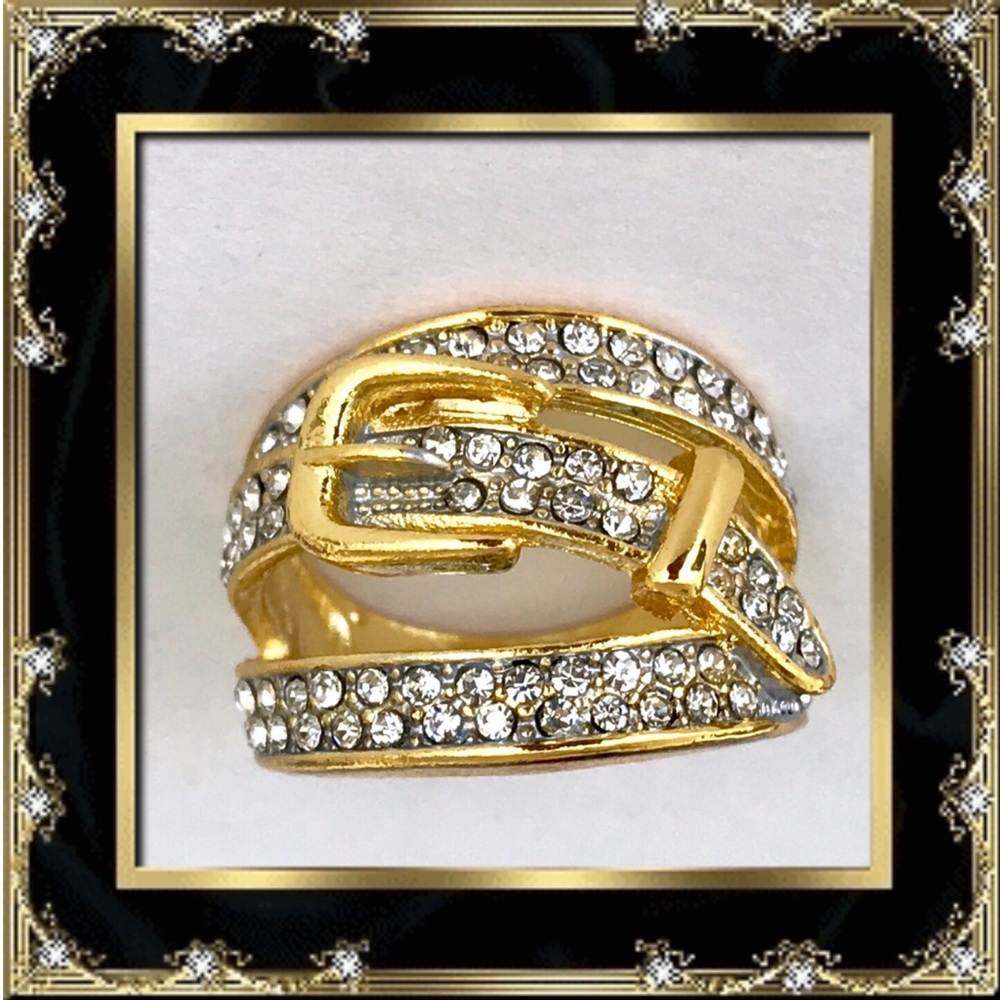 πΊπ΄πΊ 18k GOLD PLATED WHITE TOPAZ RING πΊπ΄πΊ - Picture 5 of 5